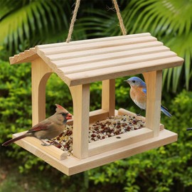 Bird Feeder Outdoor Wood Bluebird Feeder Hanging Oriole Bird Feeder Outdoors Apples and Oranges Jelly Bird Feeder Garden Yard Decorations for Finches Cardinals Chickadees & Sparrows Bird Watching