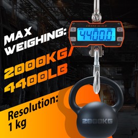 CGOLDENWALL Digital Crane Scale 4400lb Industrial Hanging Scale Handheld Hoist Scale kg lb Switchable 2000kg Wild Game Scale for Farms, Hunting and Livestock