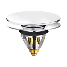 Sink Plug, Universal Pop Up Plug, Sink Drain Strainer, Drain Set, Drain Plug for Countertop Sink, Bath Plug with Anti Clogging Strainer, Large Lid (34-38 mm)