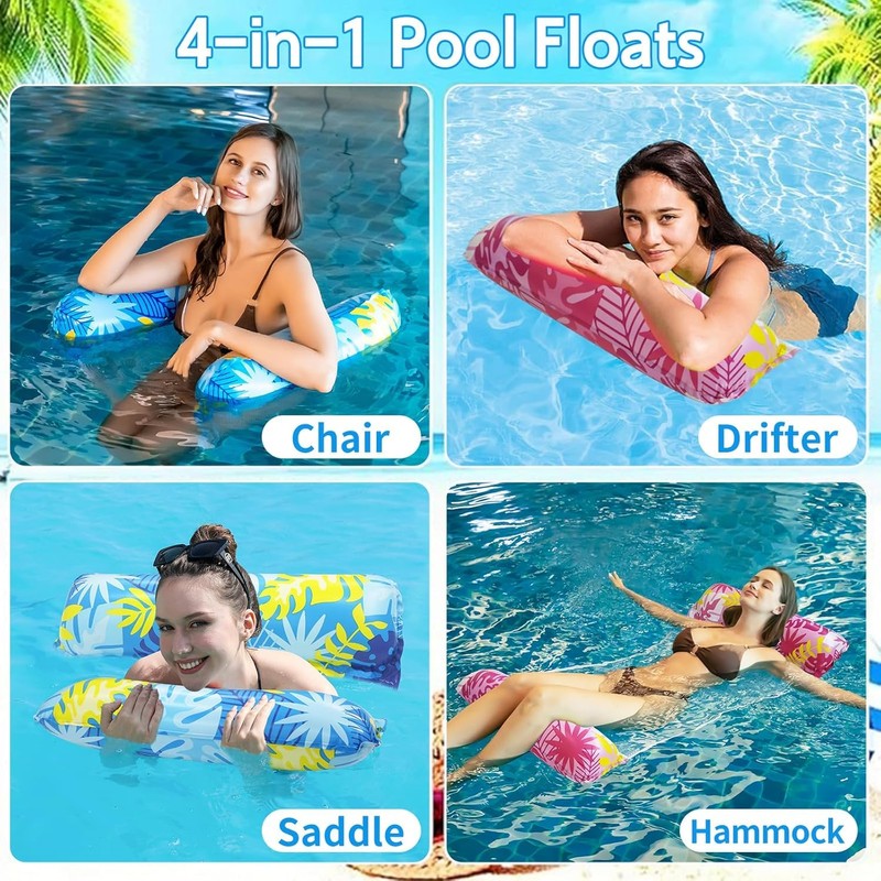 Swimming pool inflatable hammock, 5-piece set, including 3 water hammocks