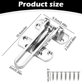 Heavy Duty Door Chain Lock,Security Latch for Front Doors with 7 Screws, Anti-Burglar Swing Bar Lock for Home/Apartment/Hotel (Silver, 6.5 Inch)
