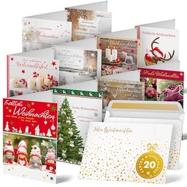 Eigenart® Christmas Cards with Envelope Set - Set of 20 Christmas Postcards - Christmas Cards Set with Envelope and Various Designs - Christmas Cards - Postcards Christmas
