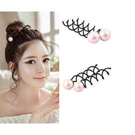 6PCS Pearl Spiral Hair Pin Clip Bun Stick Spin Screw Twist Barrette Hair Jewelry for Women Girls DIY Hair Styling Tools (Small 1.4cm)