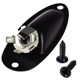 HNYYZL Guitar Input Jack Socket Plate Output Loaded Boat Style 1/4 Inch with Screws,Replacement for Fender Stratocaster Strat & Electric Guitars,Black Mono Jack Plate Repair Part