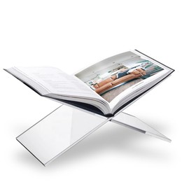 SK Acrylic Book Stand Large - 6 x 12 x 6" - Quran Holder - Coffee Table Book Stand - Cookbook Stand for Kitchen - Home and Table Decor