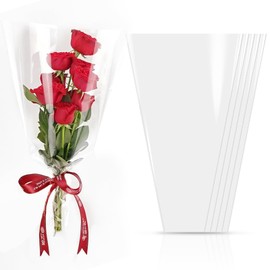 SELANTAG 100 Pack Clear Flower Bags for Bouquets, Floral Wrapping bags, Sleeves Perfect for Mother's Day, Wedding (9.8in x 18in x 3.9in)