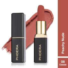 Phoera Non Transfer Lipstick Waterproof, smudge-proof and mask-proof feeling weightless Pigmented Formula Long-Lasting Lipstick That Are Mask, Water and Sweat Proof. (08 Cassie)