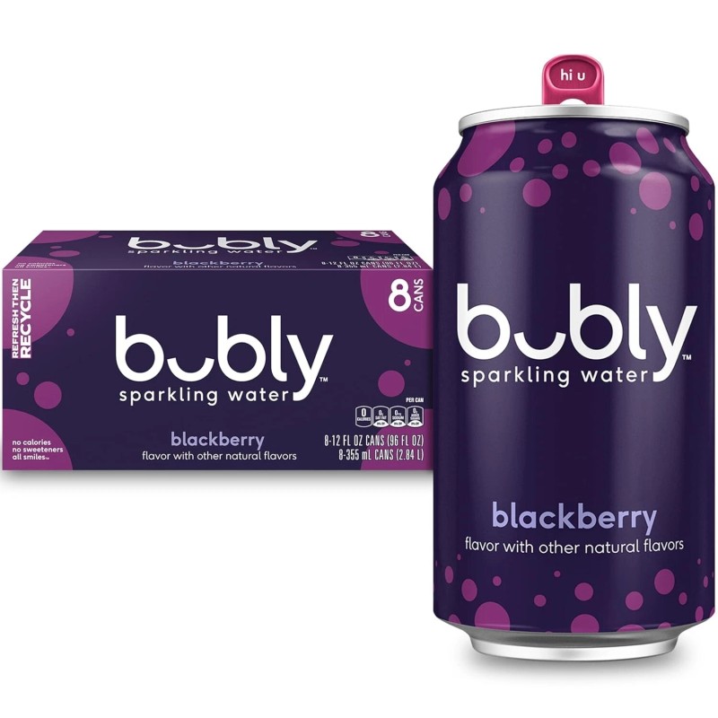 bubly Blackberry Sparkling Water, 0 Sugar & Calories, 8 Pack