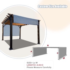 Alion Home Universal Breathable Pergola Shade Cover – Pergola Replacement Canopy – Outdoor Adjustable Shade Cover with Heavy Duty Weighted Metal Rods (14' x 7', Grey)