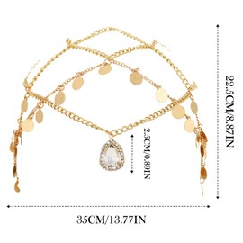 Banatra Boho Sequins Head Chain Gold Crystal Forehead Headband Bridal Headpiece Festival Hair Accessories for Women and Girls