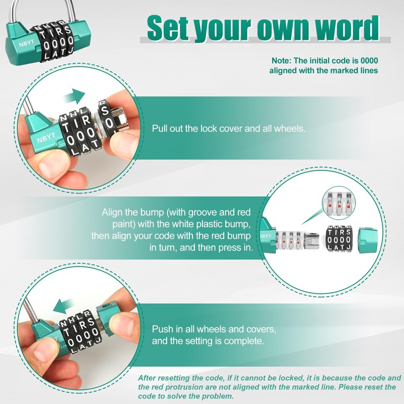 NBYT Letter Combination Padlock,Short Word or Acronym Lock, Gym Changing