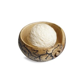 GoCraft Wooden Yarn Storage Bowl | Knitting Crochet Accessories | Fractal Burn Wood Bowl (5.5" X 3")
