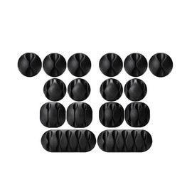 16 Pack, Adhesive Cable Clips, Premium Black Cable Clips Holders, Multi-Purpose Cable Cord Organizer Clips for Home and Office