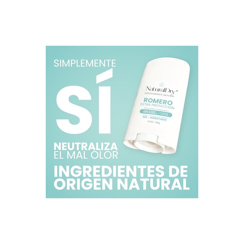 NaturalDry Desodorante Natural Extra Protección Romero 50g