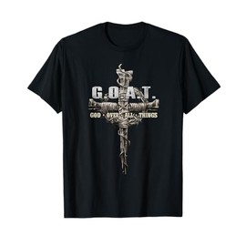Savitan Shop G.O.A.T. Goat Over All Things Vintage Christ Cross Bible God Unisex-Adults Black T-Shirt