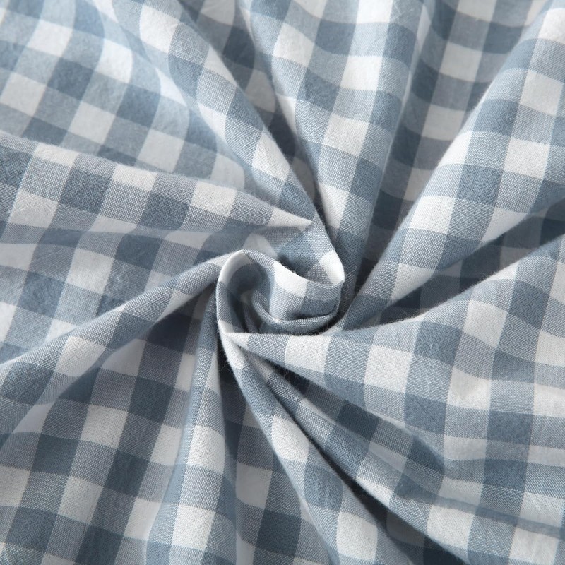 Silnuo Light Blue Plaid Ruffle Throw Pillow Covers Set of