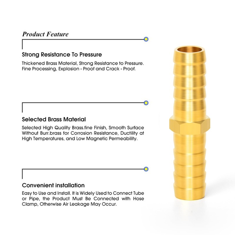 TAILONZ PNEUMATIC Union 10mm Barbed x 10mm Barbed Splicer Brass