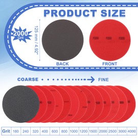 YELARXI Bowling Ball Sanding Pads, Hook and Loop Sanding Sponge Discs - Fitting for (Bowling Ball Polisher - Orbital Sander - Resurfacing) Grit 2000 & 5 Inch & 6 Pack