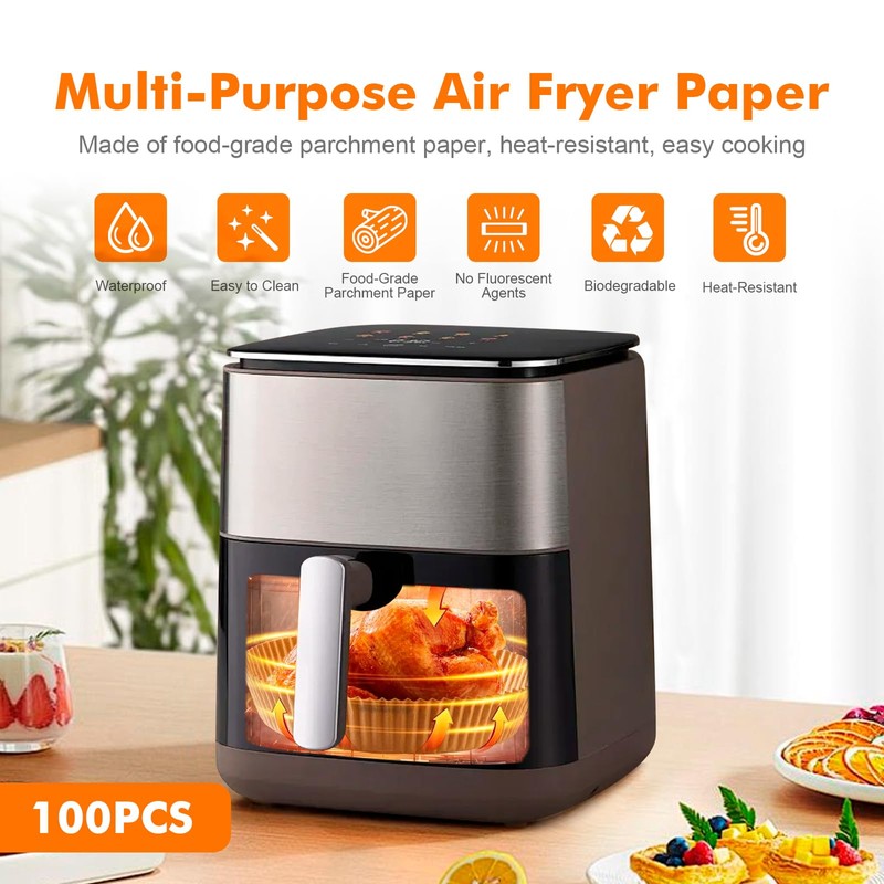 GRIFEMA Square Air Fryer Paper for Cosori Cecotec 2-4 L,