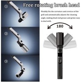 New Electric BBQ Grill Brush,Rechargeable BBQ Cleaning Brush,Carries Two Replacement Cleaning Brushes,Grill Accessories Black
