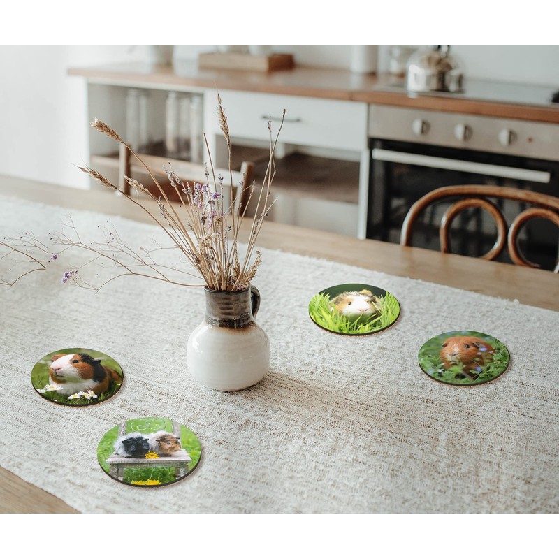 4 x Round Guinea Pig Coasters - Animals Rodent Pets