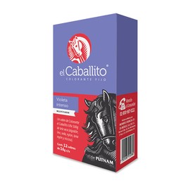 el Caballito Jeans, el único Colorante en Polvo para ropa color Violeta intenso ¡Revive y cambia el color de tu prenda favorita! Cajilla con 12 sobres de 16g c/u