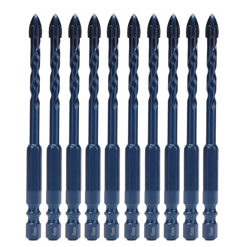 10Pcs Cross Spearhead Drill Bit Carbide Bits with 1/4in Hex