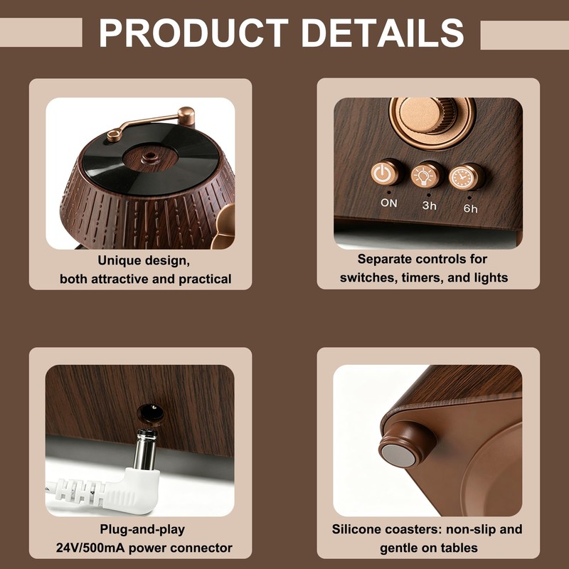 Raindrop Aromatherapy Diffuser,Essential Oil Diffuser,250ML Cool Mist Humidifier with White