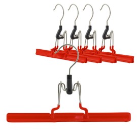 Mawa by Reston Lloyd Non-Slip Space Saving Clothes Hanger with Clamp for Pants and Skirts, Style M/26, Set of 5, Red