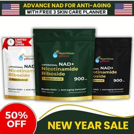 Nutrition Phirst 900mg - NAD+ Supplement for Skin Aging Support, Energy & Focus -100 Count-Vitamin & Wellness Supplements Dietary Healthcare - Color: Black