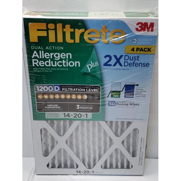 Filtrete 1200D 14 x 20 x 1  Filters (4 Pack) Allergen and Dust Defense Merv 11
