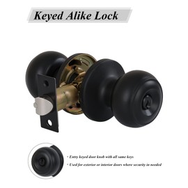 Black Door Knobs with Lock and Keys, Interior/Exterior Door Knob for Bedroom or Bathroom, Entry Door Lock for Front Door by Lanwandeng