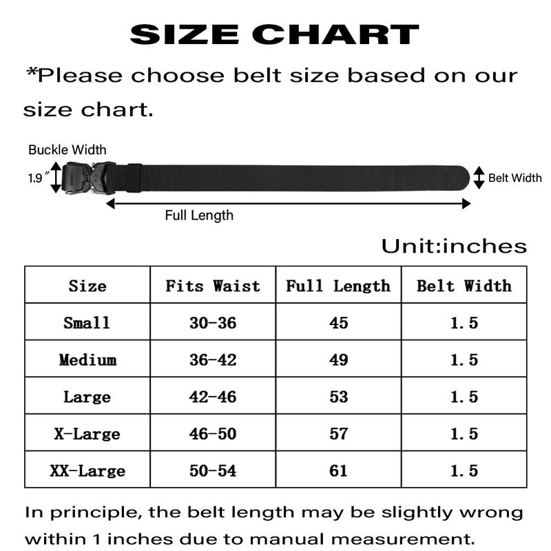 JUKMO Tactical Belt, Military Hiking Rigger 1.5" Nylon Web Work