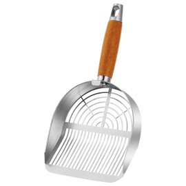 Cat Litter Scoop with Hook, Heavy Duty and Speed Sifter 304 Stainless Steel Sifter with Deep Shovel, Durable Kitty Metal Scooper for Litter Box Kitten Pooper Lifter with 2 Different Width Sifter