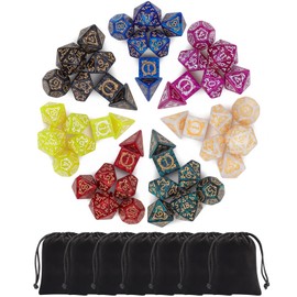 CiaraQ DND Dice Set -7 X 7 Dragon Pattern Polygonal Dices (49 Pieces) Dungeons&Dragons Role Playing Table Game