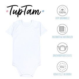TupTam Children's Unisex Short-Sleeved Cotton Bodysuit, Set of 3, White