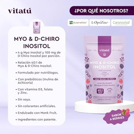 Vitatú | Myo Inositol & D-Chiro Inositol Sabor Berries relación 40:1 con Folato + Vitamina D3 + Zinc, Suplemento Alimenticio en polvo diseñado para Mujeres (225 g c/u), 45 días de duración