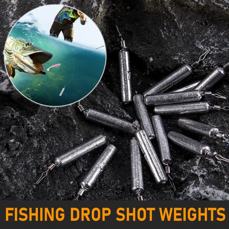 Dr.Fish 50 Pack Fishing Drop Shot Weights Lead Skinny Sinkers