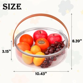 RAMFIYN Clear Round Snack Tray with Lid and Handle Travel Charcuterie Container for Camping Picnic Portable Snackle Box for Candy Fruits Nuts