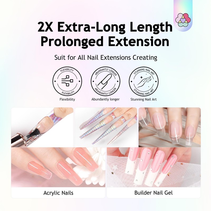 SAVILAND Ultra Long Self-Adhesive Nail Forms, Reusable Sturdy Paper Pink