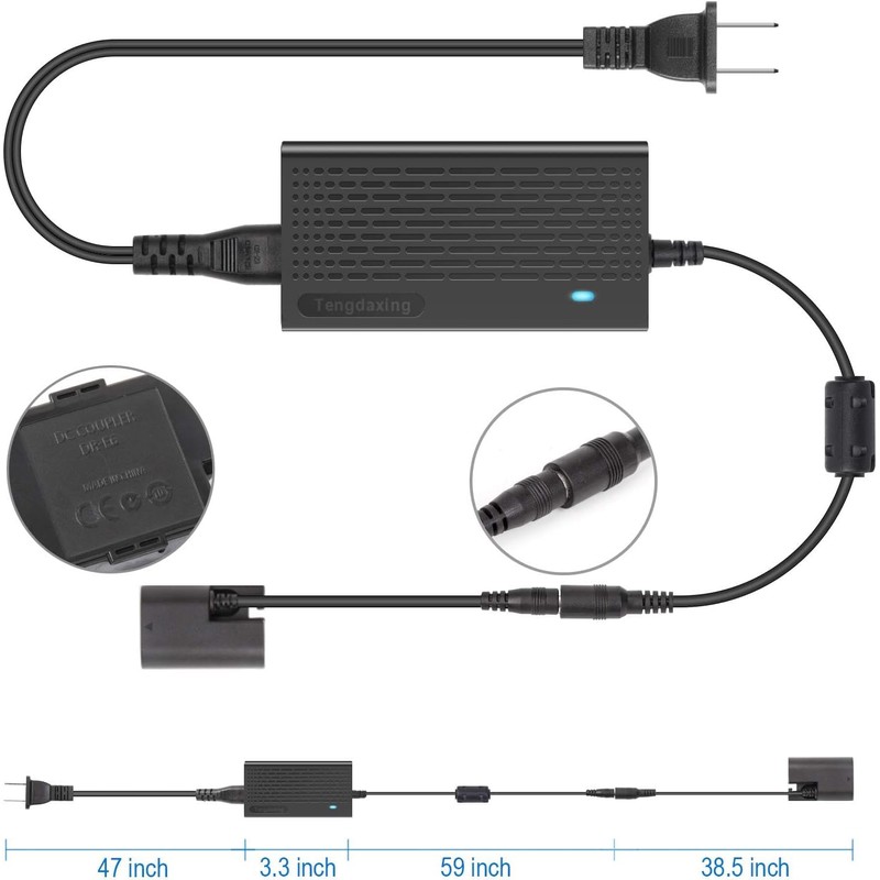 Tengdaxing ACK-E6 Continuous Power Adapter LP-E6/E6N Dummy Battery for Canon