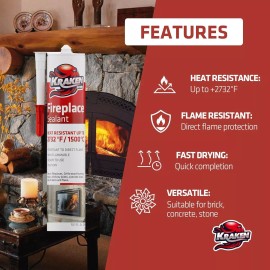 Kraken Bond Fireplace Sealant - Fireplace Caulk, Black  10.1 oz  2 Pack