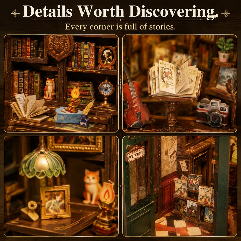 DIY Book Nook Kit for Bookshelf Decor – Light-Up Owl