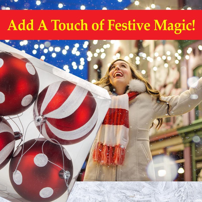 VFM - Red & White 9cm Baubles Candy Cane (4