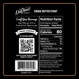 DaVinci Gourmet Cookie Butter Syrup, Made with pure Cane Sugar, Dairy Friendly, 25.4 Fluid Ounces (Pack of 1)
