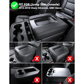 KBH Center Console Armrest Cover for 2014-2018 Chevy Silverado & GMC Sierra, 40/20/40 Jump Seat, Middle Console Lid Protector with Middle Cut, Anti-Scratch, Black