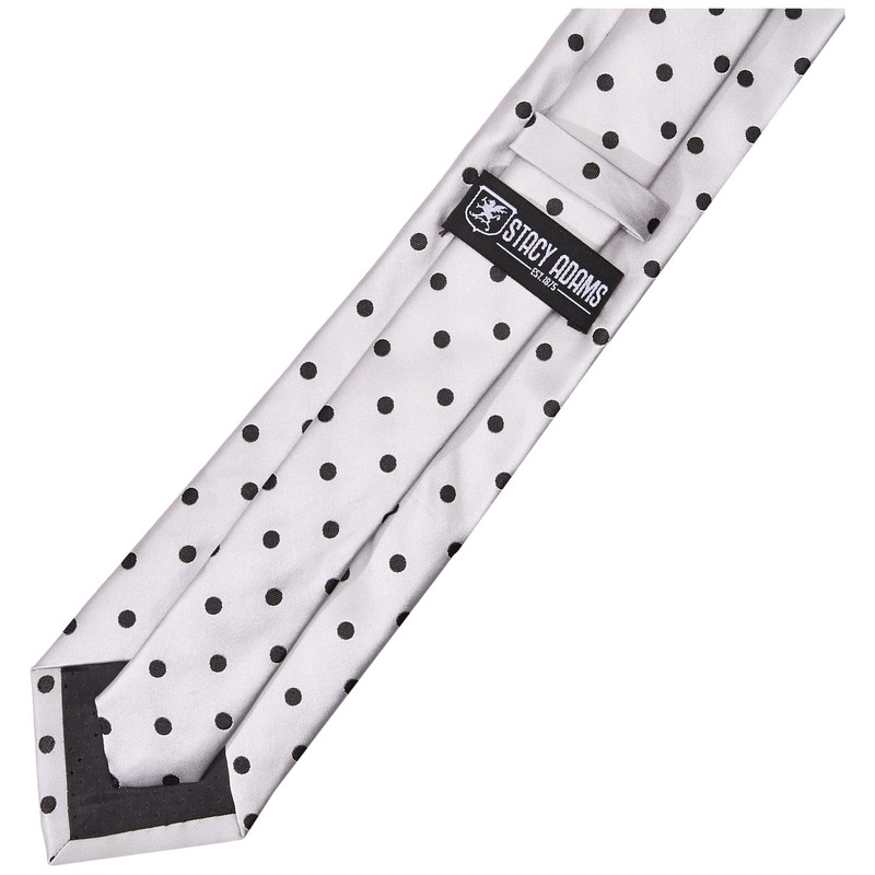 Stacy Adams Men's Satin Dot Tie Set, Silver, One Size