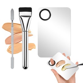 PRO Makeup Flat Brushes Thin Blade Brush Stainless Steel Foundation Handheld Makeup Mixing Palette Spatula Tool Portable Facial Brushes Cream Spatulas Tools Fit Salon Home Travel