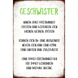 mrdeco Metal Sign 12 x 18 cm Curved Siblings Always Da Sayings Tin Sign