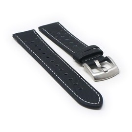 DASSARI Perforated Sailcloth Watch Band Strap - Black & Grey - 20mm - Standard
